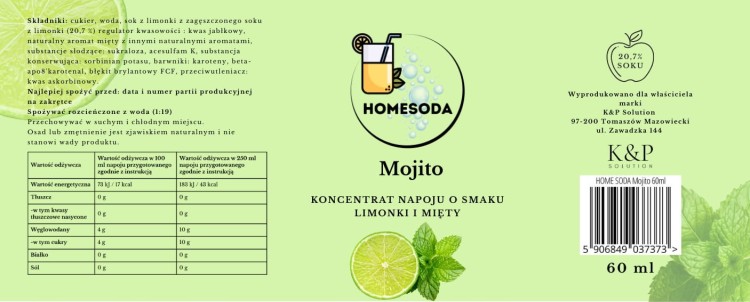 mojito 60ml etykieta